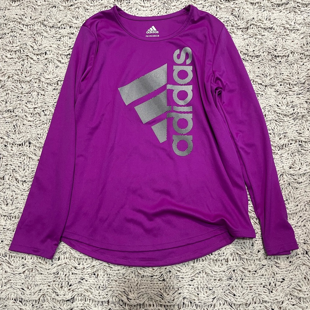 Adidas Kids Long Sleeve Tee in Bold Purple